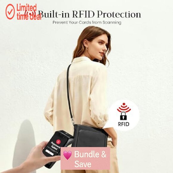 Genuine Leather Crossbody Bag with RFID Blocking, Wristlet & Adjustable Strap - Picture 5 of 8